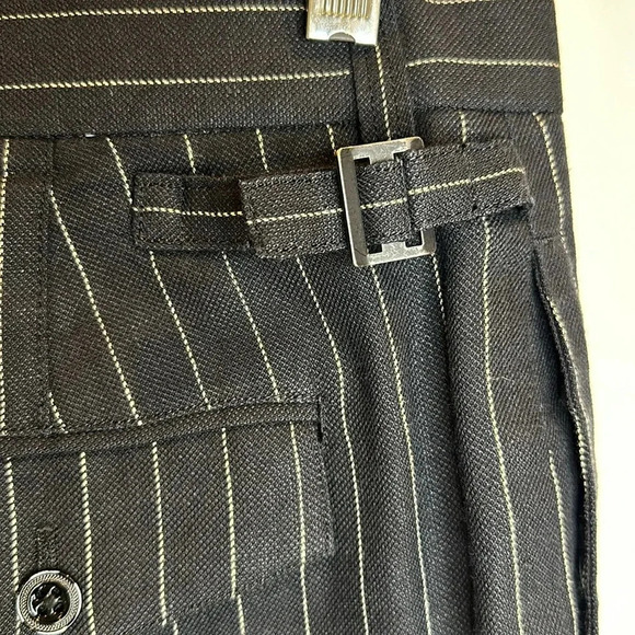 RALPH LAUREN RUGBY PINSTRIPE LINEN WOOL WOMENS TROUSER STRAIGHT LEG CUFFED HEM - Picture 7 of 10
